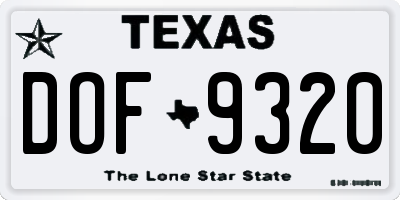TX license plate DOF9320