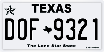 TX license plate DOF9321
