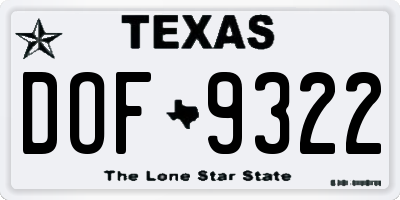 TX license plate DOF9322