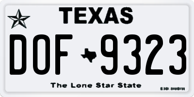 TX license plate DOF9323