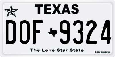 TX license plate DOF9324
