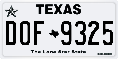 TX license plate DOF9325