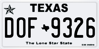 TX license plate DOF9326