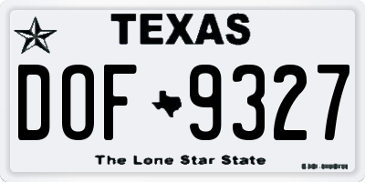 TX license plate DOF9327