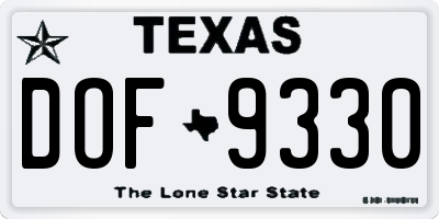 TX license plate DOF9330