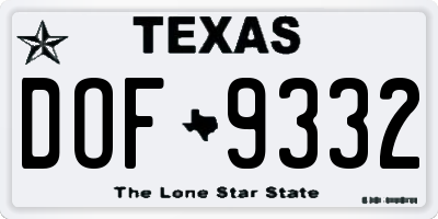 TX license plate DOF9332