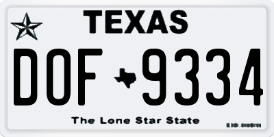 TX license plate DOF9334
