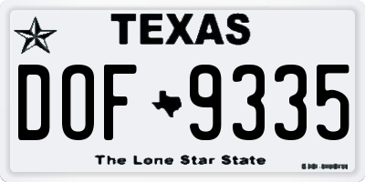 TX license plate DOF9335