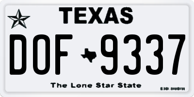 TX license plate DOF9337