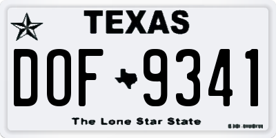 TX license plate DOF9341
