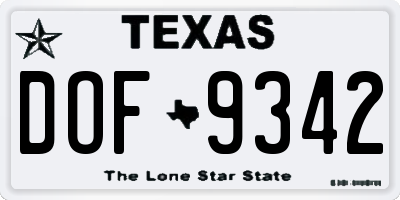 TX license plate DOF9342