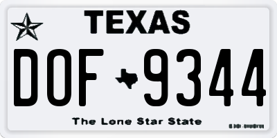 TX license plate DOF9344