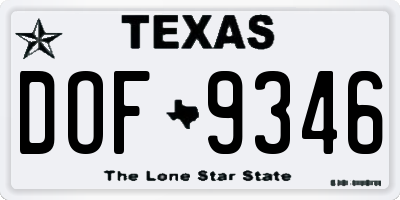 TX license plate DOF9346