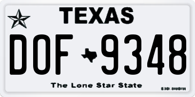 TX license plate DOF9348