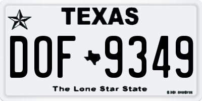 TX license plate DOF9349