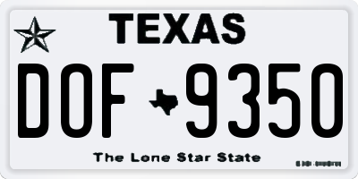 TX license plate DOF9350