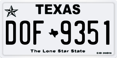 TX license plate DOF9351