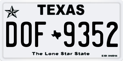 TX license plate DOF9352