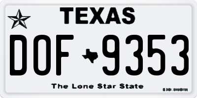 TX license plate DOF9353