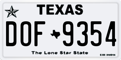 TX license plate DOF9354