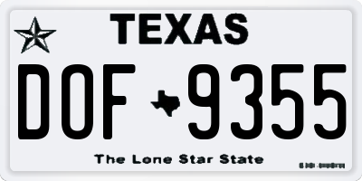 TX license plate DOF9355