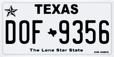 TX license plate DOF9356
