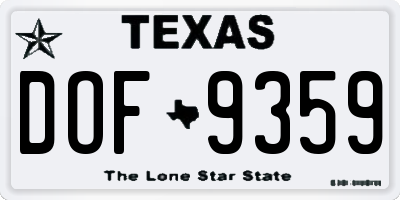 TX license plate DOF9359