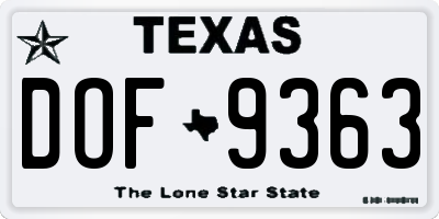 TX license plate DOF9363