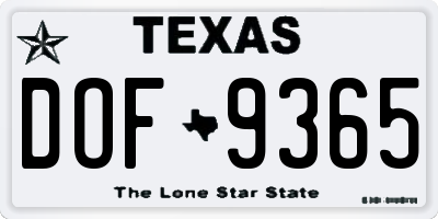 TX license plate DOF9365