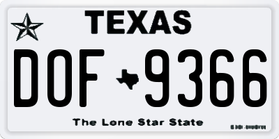 TX license plate DOF9366