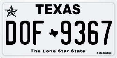 TX license plate DOF9367