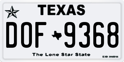 TX license plate DOF9368