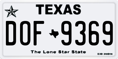 TX license plate DOF9369