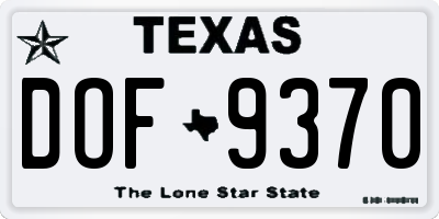 TX license plate DOF9370