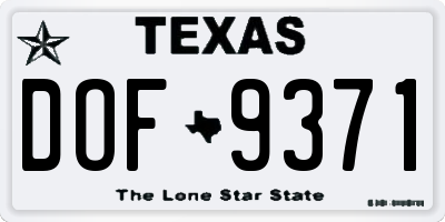 TX license plate DOF9371