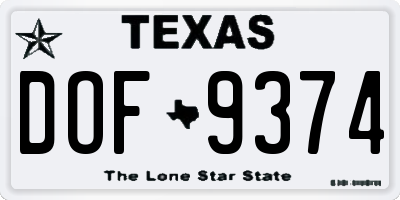 TX license plate DOF9374