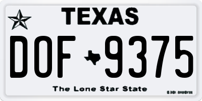 TX license plate DOF9375