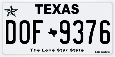 TX license plate DOF9376