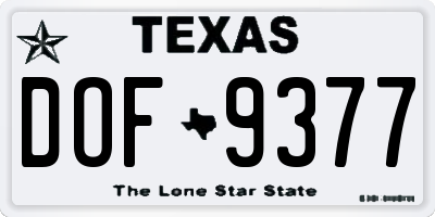 TX license plate DOF9377