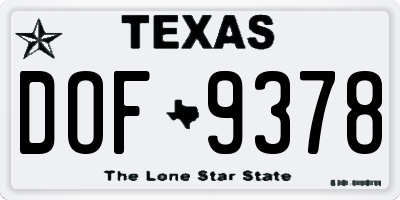 TX license plate DOF9378
