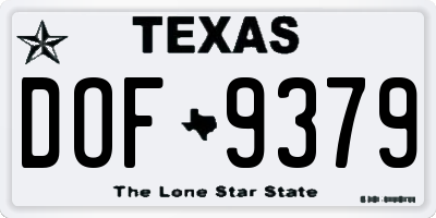 TX license plate DOF9379