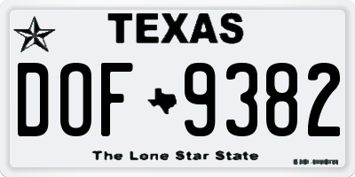 TX license plate DOF9382