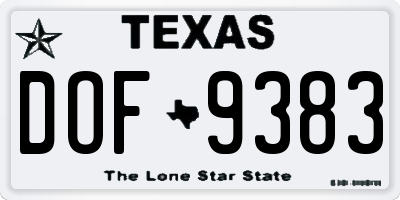 TX license plate DOF9383