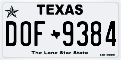 TX license plate DOF9384