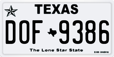 TX license plate DOF9386