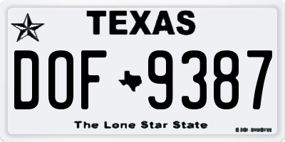 TX license plate DOF9387