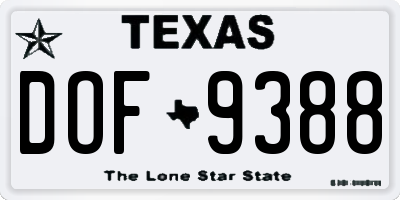 TX license plate DOF9388
