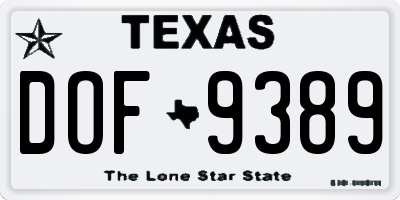 TX license plate DOF9389