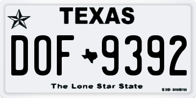 TX license plate DOF9392