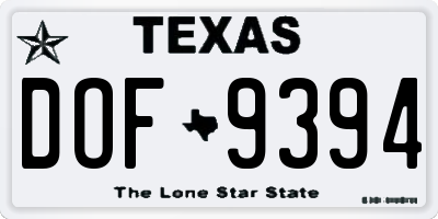 TX license plate DOF9394